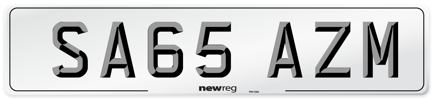 SA65 AZM Number Plate from New Reg
